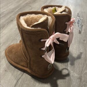 BearPaw Brown and Pink Kids Boots
